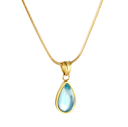 Round White Diamond Pendant Stainless steel +18K Gold Plated