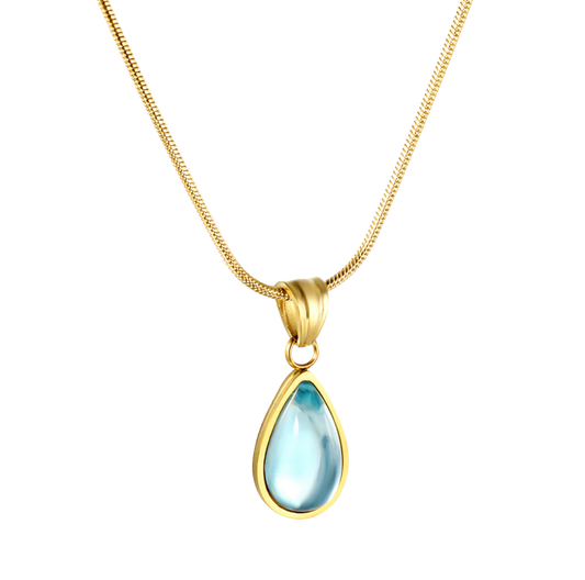 Round White Diamond Pendant Stainless steel +18K Gold Plated