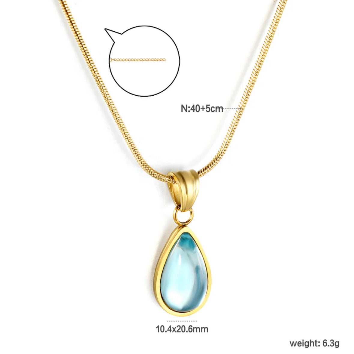 Round White Diamond Pendant Stainless steel +18K Gold Plated