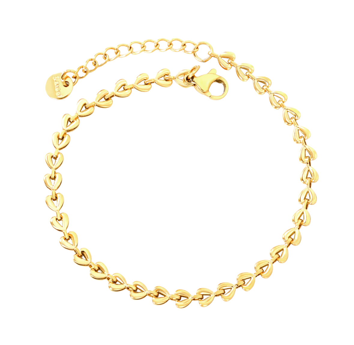 Small Heart Chain Round Tail Plaque Bracelet Stainless steel +18K Gold Plated