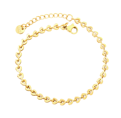 Small Heart Chain Round Tail Plaque Bracelet Stainless steel +18K Gold Plated